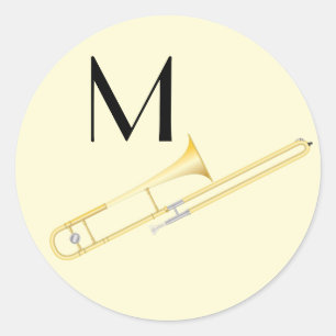 Adesivo Redondo Professor de Bandas Musical de Trombone