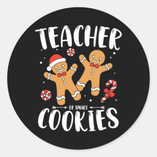 Adesivo Redondo Professor de Biscoitos Inteligentes Gingerbread Na