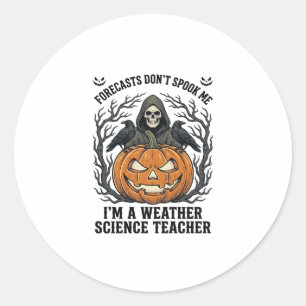 Adesivo Redondo Professor de Clima Halloween Sinistro Ceifador Abó