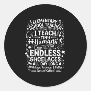 Adesivo Redondo professor de escola primária ensina humanos minúsc