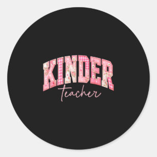 Adesivo Redondo Professor de Kinder patchwork volta às aulas prime