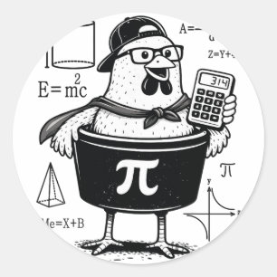 Adesivo Redondo Professor de Matemática Calculadora de Galinha Eng