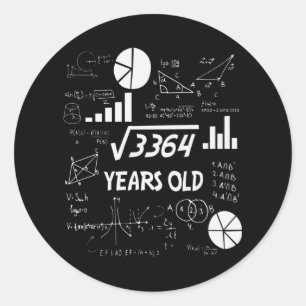 Adesivo Redondo Professor de Matemática de 58 Anos de Idade, Mate