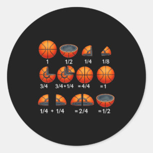 Adesivo Redondo Professor de Matemática de Basquete Fração Volta à