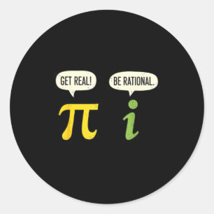 Adesivo Redondo Professor de Matemática Pi Seja Real Seja Racional