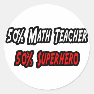 Adesivo Redondo Professor de Matemática / Super-herói