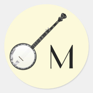 Adesivo Redondo Professor de Música Banjo Musical