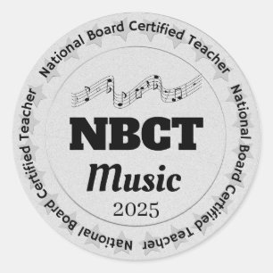 Adesivo Redondo Professor de Música Certificado Personalizado NBCT