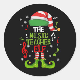 Adesivo Redondo Professor de Música Elfo Natal Família Correspondê