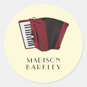 Adesivo Redondo Professor de Música Musical Accordion Instrumento