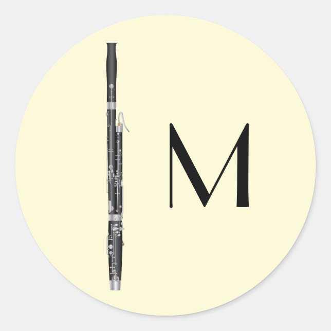 Adesivo Redondo Professor de Música Musical de Bassoon Woodwind (Frente)