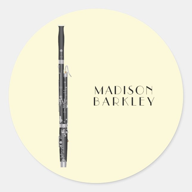 Adesivo Redondo Professor de Música Musical de Bassoon Woodwind (Frente)