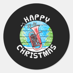 Adesivo Redondo Professor De Música Musical Euphonium Christmas Br