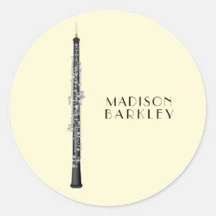 Adesivo Redondo Professor de Música Oboe Musical