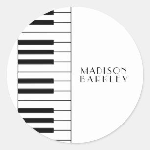 Adesivo Redondo Professor de Música Piano Musical