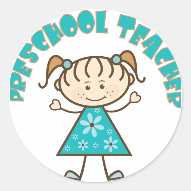 Adesivo Redondo Professor de pré-escola elegante (Frente)