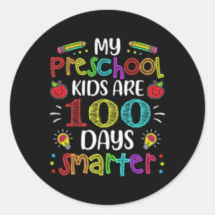 Adesivo Redondo Professor De Pré-Escolas 100 Dias Mais Inteligente