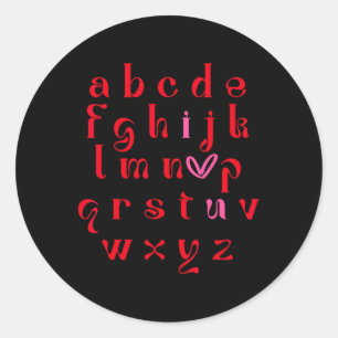 Adesivo Redondo Professor de Valentina Alfabeto Abc Eu Amo Você Co