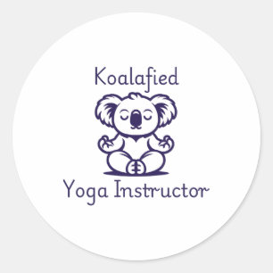 Adesivo Redondo Professor de Yoga Koalaficado, Urso Koala Fofo Med