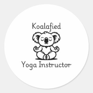 Adesivo Redondo Professor de Yoga Koalificado, Urso Koala Fofo Med