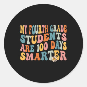 Adesivo Redondo Professor do 4º ano 100 dias mais inteligente 100º