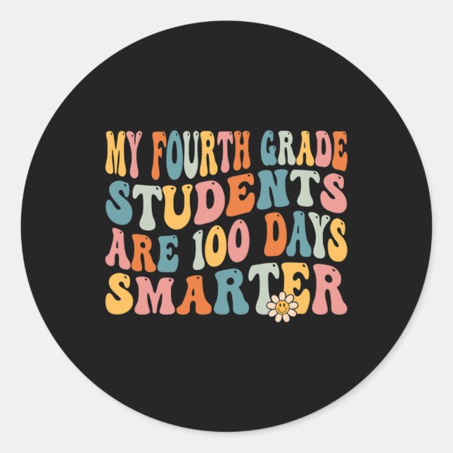 Adesivo Redondo Professor do 4º ano 100 dias mais inteligente 100º (Frente)