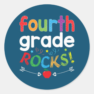 Adesivo Redondo Professor do 4º ano, Rocks, 4º ano, de volta a