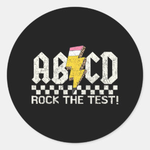 Adesivo Redondo Professor do Dia Retro Abcd Rock Test Day Schoo