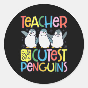 Adesivo Redondo Professor Dos Pinguins Mais Fofos Camisa Divertida