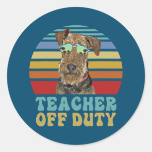 Adesivo Redondo Professor fora do dever cachorro Airedale Terrier 