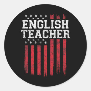 Adesivo Redondo Professor Inglês Flag Americano Usa Patriot Patrio