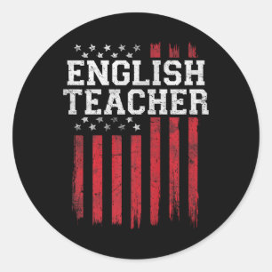 Adesivo Redondo Professor Inglês Flag Americano Usa Patriot Patrio