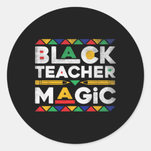 Adesivo Redondo Professor negro Magic Melanin African Teacher Blac