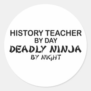 Adesivo Redondo Professor Ninja mortal da história