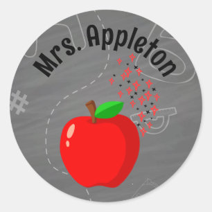 Adesivo Redondo Professor Personalizado de volta à Apple da escola
