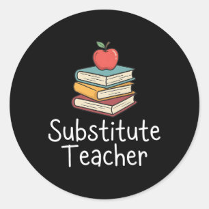 Adesivo Redondo Professor Substituto Apple Livros Escola Byck Para