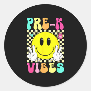 Adesivo Redondo Professor vibes pré-escolar sorriso retrô de volta