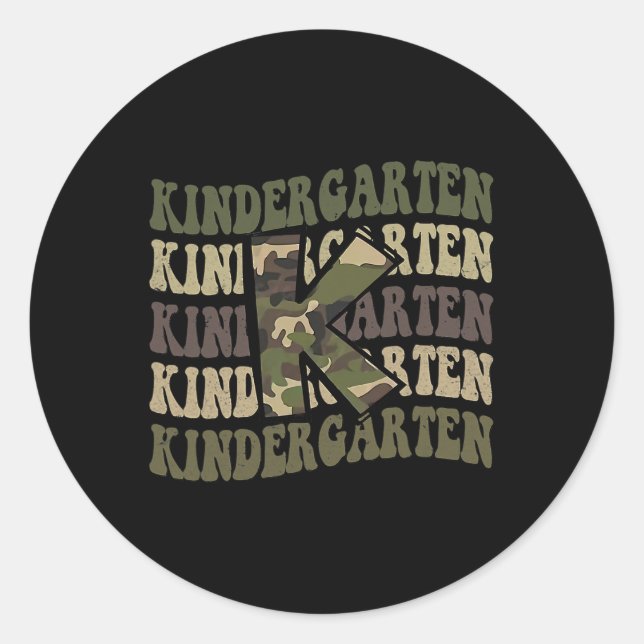 Adesivo Redondo Professora Da Camouflage Boy Do Jardim Do Infantil (Frente)