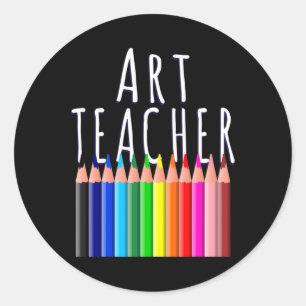 Adesivo Redondo Professora De Arte De Volta À Oferta De Artista Cr