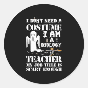 Adesivo Redondo Professora de Biologia Halloween Figurume Assustad