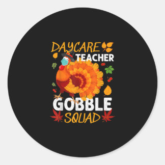 Adesivo Redondo Professora de creche Gobble Squad Turkey Face Mask