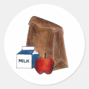 Adesivo Redondo Professora de maçã do Brown Bag Sack School Lunch