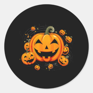 Adesivo Redondo Professora de Música no Halloween Chall Pumpkin