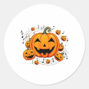 Adesivo Redondo Professora de Música no Halloween Chall Pumpkin