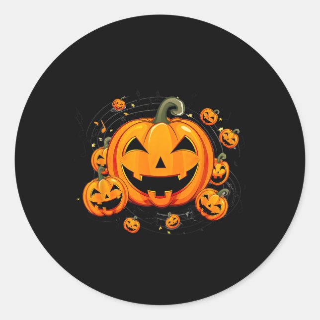 Adesivo Redondo Professora de Música no Halloween Chall Pumpkin (Frente)