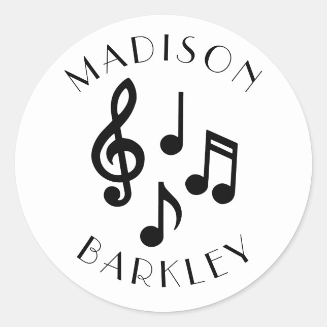 Adesivo Redondo Professora de Música Nota Musical (Frente)