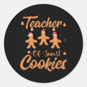 Adesivo Redondo Professora De Natal De Férias De Natal Com Cookies