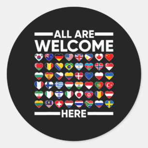 Adesivo Redondo Professora do ESL Todos São Bem-Vindo Aqui Para O