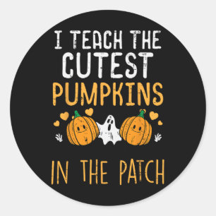 Adesivo Redondo Professora do Halloween Ensina Pumpkins Fall Costu