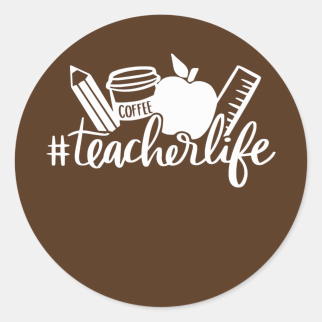 Adesivo Redondo Professora do Teacher Life Apple Coffee (Frente)